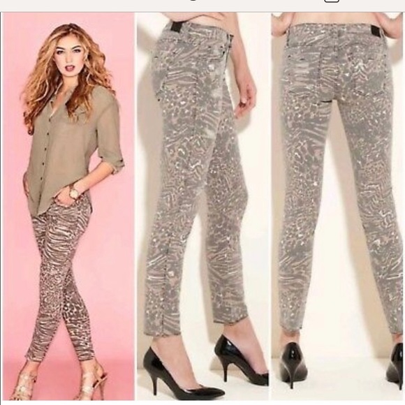 NWT Guess Leopard Distressed Jeans, Sz 28 - Picture 2 of 11
